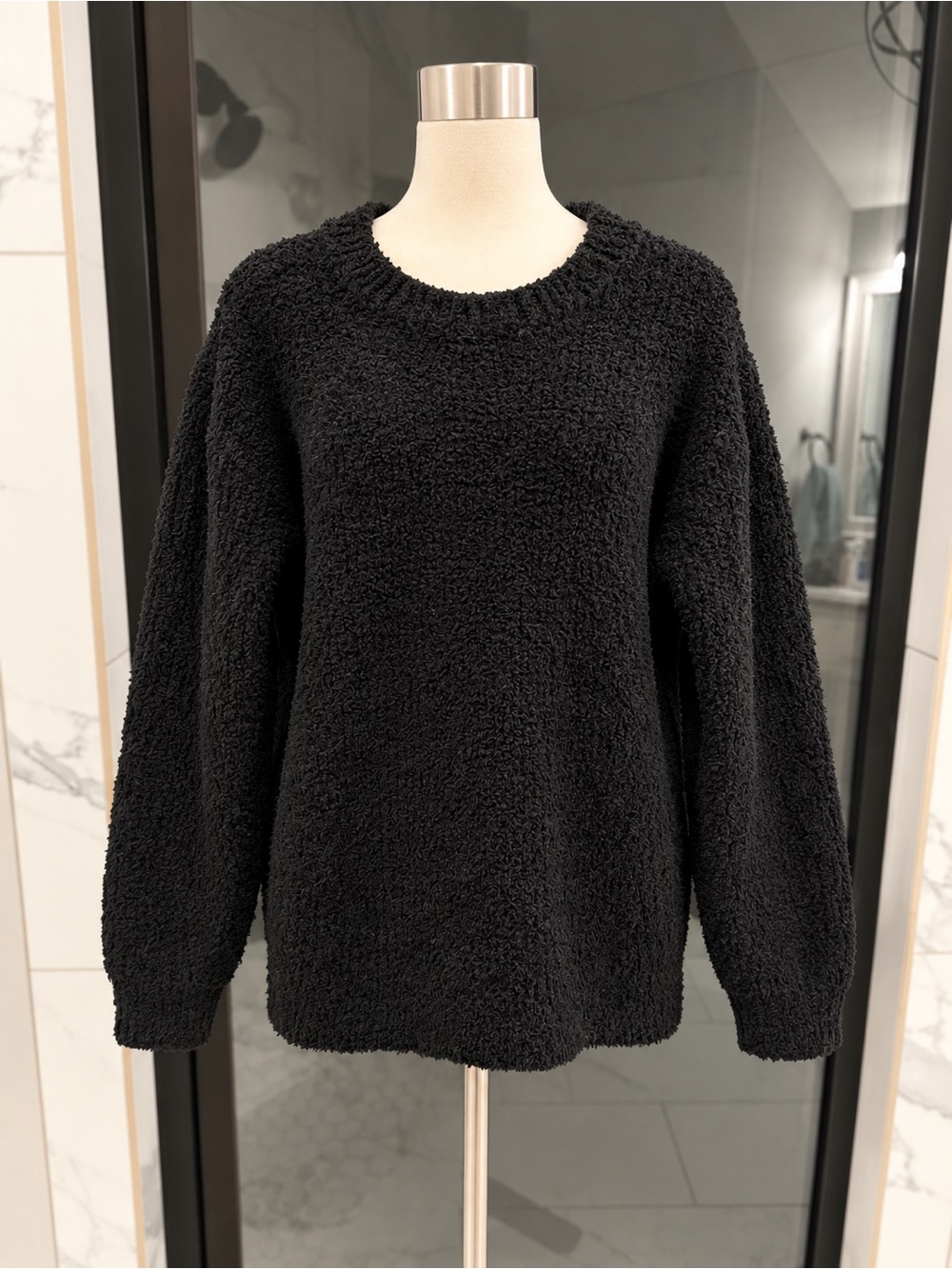 Time and Tru Black Plush Crewneck Sweater